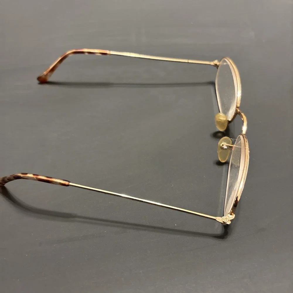 Gold Tone Metal Eyeglass Frames Small Oval Rectangle Tortoise Arms Frames Only